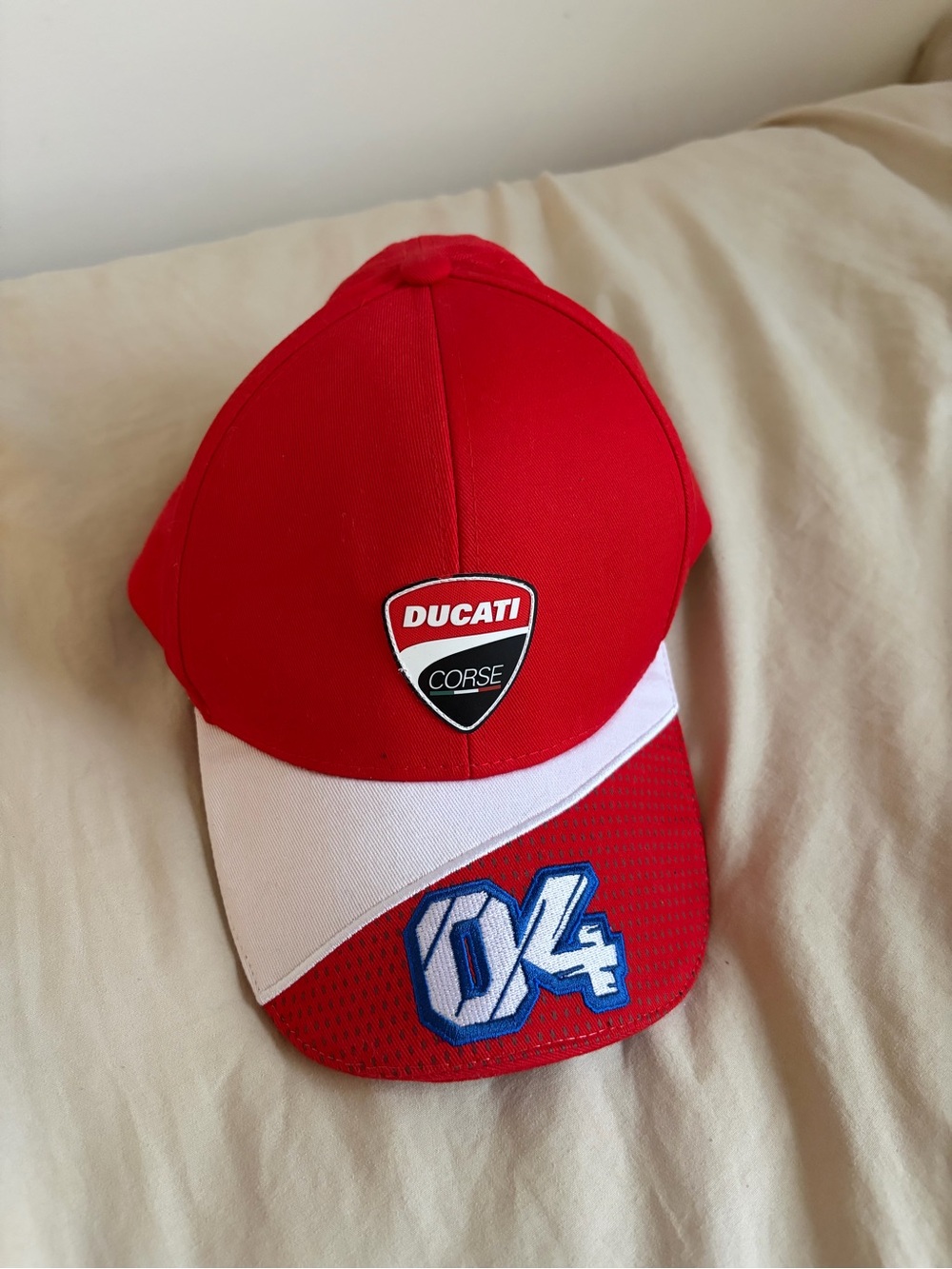 Ducati Corse Andrea Dovizioso 04 Snapback Hat Cap Red White Moto GP Racing